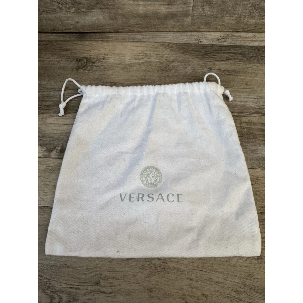 Versace Medusa Biggie 3D Gold Buckle White Leather Belt Size 115/46 w/ Dust Bag
